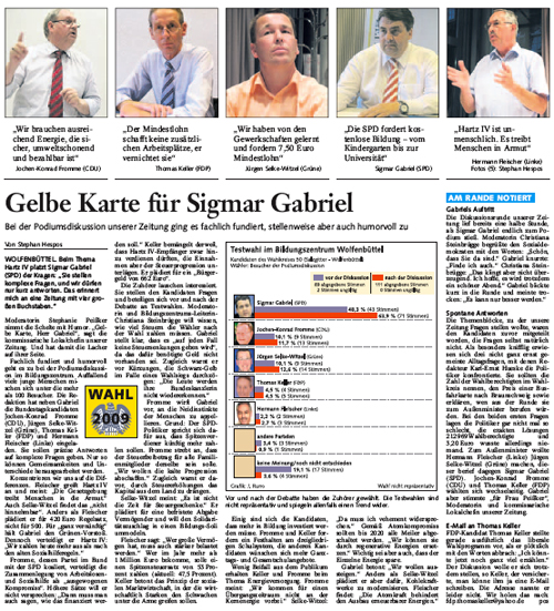 Bericht der Braunschweiger Zeitung, Wolfenbüttel vom 10. September 2009